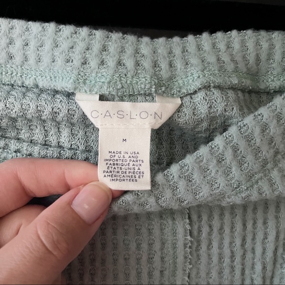 Caslon Mint Blue Dolman Sleeve Thermal Top Boat Neck Waffle Knit Women Medium - Picture 5 of 6